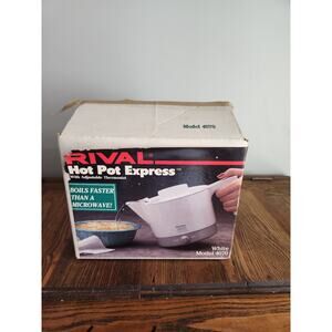 RIVAL Hot Pot Express 4070 Flip Top Adjustable Heat White 32 Oz Vintage 90’s NEW
